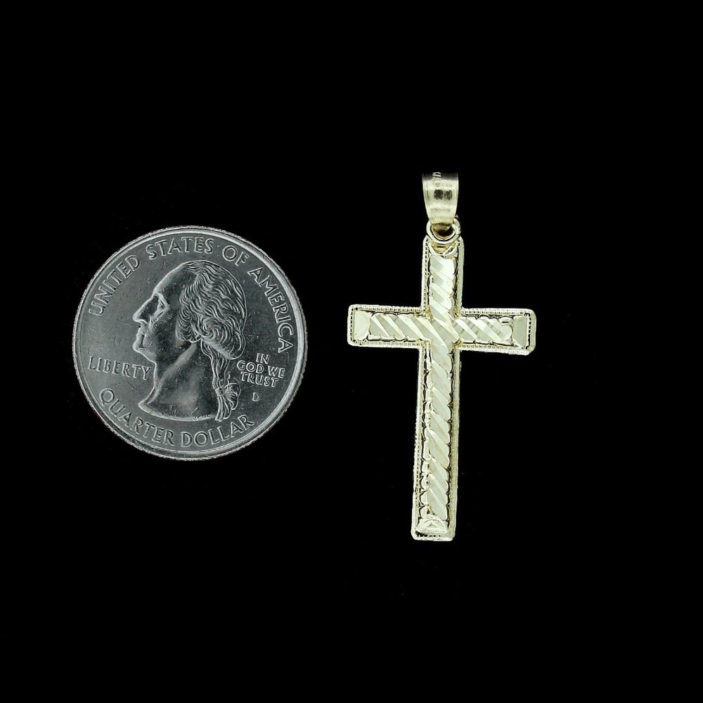 Real 10K Yellow Gold Jesus Cross Pendant & 2.5mm Rope Chain Set - Picture 3 of 9